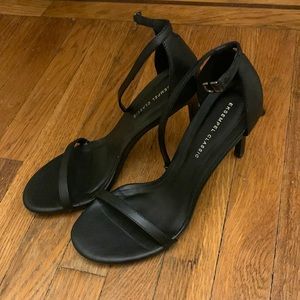 Black ankle-strap sandals heels
